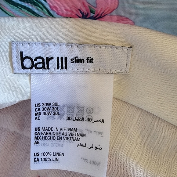 Bar lll Linen Pink Pnats Size 30w 30in Inseam New With Tags - Picture 4 of 5